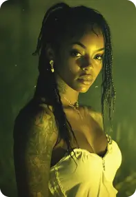 Contemplative Woman with Braided Hair